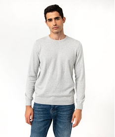 pull homme a col rond en coton gris pullsE573701_1