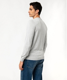 pull homme a col rond en coton gris pullsE573701_3