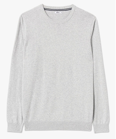 pull homme a col rond en coton gris pullsE573701_4