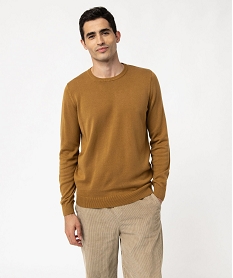 pull a col rond en coton homme brun pullsE573801_1