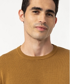 pull a col rond en coton homme brun pullsE573801_2