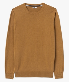 pull a col rond en coton homme brun pullsE573801_4