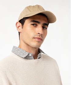 pull col rond en coton uni homme beige pullsE574001_2