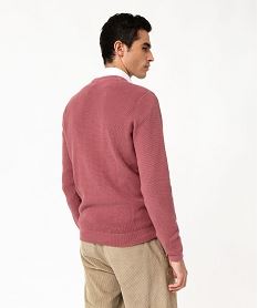 pull col rond en coton uni homme rose pullsE574201_3