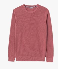 pull col rond en coton uni homme rose pullsE574201_4