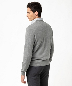 pull homme a col v en coton fin grisE574301_3