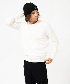 GEMO Pull en maille texturée homme blanc standard