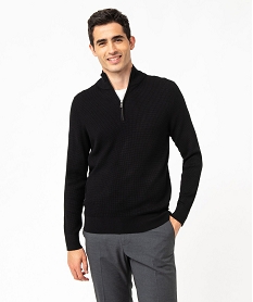 pull col camionneur maille fantaisie homme noir pullsE574601_2