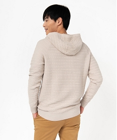 pull a capuche en maile fantaisie homme beigeE575301_3