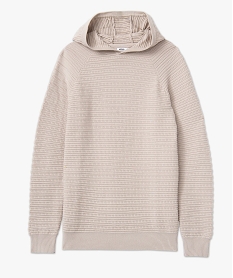 pull a capuche en maile fantaisie homme beige pullsE575301_4