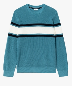 pull a col rond en coton a rayures homme bleuE575401_4