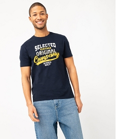 tee-shirt a manches courtes avec inscription vintage homme bleu tee-shirtsE576201_1