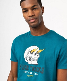 tee-shirt a manches courtes avec motif tete de mort homme bleuE576501_2