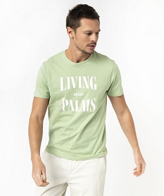 GEMO Tee-shirt manches courtes à message homme Vert