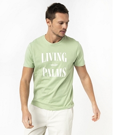 tee-shirt manches courtes a message homme vertE578301_1