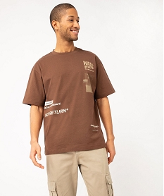 tee-shirt manches courtes col rond imprime skate homme brun tee-shirtsE579301_1