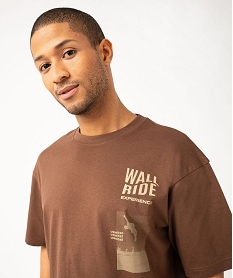 tee-shirt manches courtes col rond imprime skate homme brun tee-shirtsE579301_2