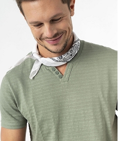 tee-shirt manches courtes col fantaisie a rayures jacquard homme vert tee-shirtsE579401_2