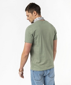 tee-shirt manches courtes col fantaisie a rayures jacquard homme vert tee-shirtsE579401_3