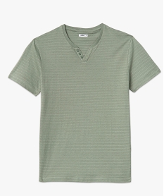 tee-shirt manches courtes col fantaisie a rayures jacquard homme vert tee-shirtsE579401_4