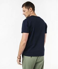 tee-shirt manches courtes col fantaisie a rayures jacquard homme bleu tee-shirtsE579501_3