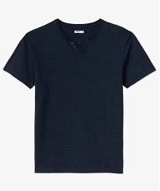 tee-shirt manches courtes col fantaisie a rayures jacquard homme bleu tee-shirtsE579501_4
