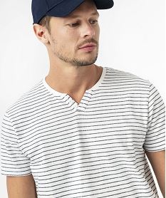 tee-shirt manches courtes col fantaisie a rayures jacquard homme imprime tee-shirtsE579601_2