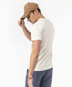 tee-shirt manches courtes a rayures et col fantaisie homme blanc tee-shirtsE579801_3