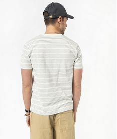 tee-shirt manches courtes a rayures et col fantaisie homme blanc tee-shirtsE579901_3