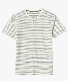 tee-shirt manches courtes a rayures et col fantaisie homme blanc tee-shirtsE579901_4