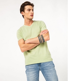 tee-shirt a manches courtes et col v homme vertE580101_1