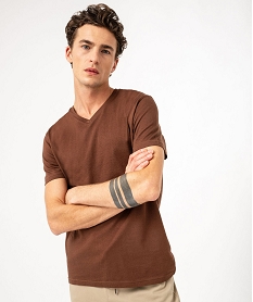 tee-shirt a manches courtes et col v homme brun tee-shirtsE580201_2