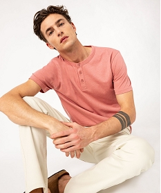 tee-shirt manches courtes col tunisien homme rose tee-shirtsE580601_1