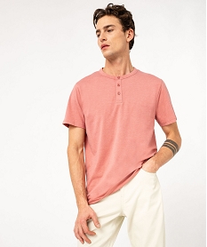 tee-shirt manches courtes col tunisien homme rose tee-shirtsE580601_2