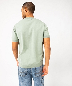 pull a manches courtes en maille fine avec col rond homme vert tee-shirtsE581001_3