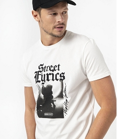 tee-shirt manches courtes imprime homme blancE581901_2