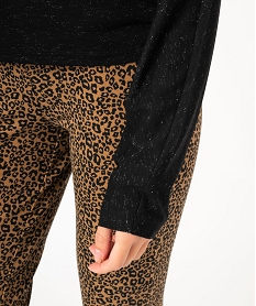 legging imprime epais motif leopard femme brunE583001_2