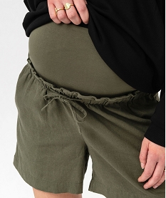 short de grossesse en lin avec bandeau bas vert shortsE583601_2
