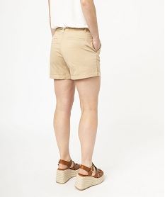 short chino en stretch avec ceinture tressee doree femme beige shortsE583801_3