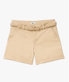 short chino en stretch avec ceinture tressee doree femme beige shortsE583801_4