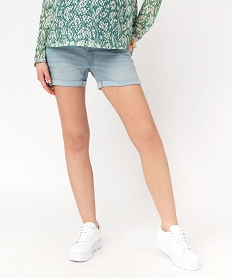 GEMO Short en jean de grossesse à bandeau bas et revers blanc chine