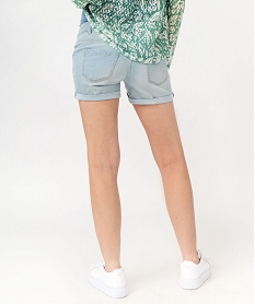 short en jean de grossesse a bandeau bas et revers bleu shortsE584701_3