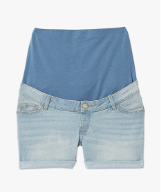 short en jean de grossesse a bandeau bas et revers bleuE584701_4