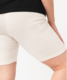 short en maille extensible avec ceinture elastique  femme grande taille beige shortsE584901_2