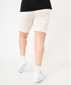 short en maille extensible avec ceinture elastique  femme grande taille beige standard shortsE584901_3