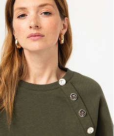 sweat molletonne avec boutons fantaisie femme vert sweatsE585301_2
