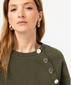 sweat molletonne avec boutons fantaisie femme vertE585301_2