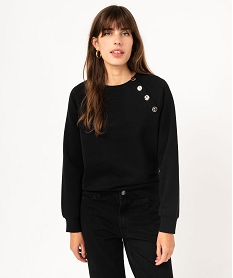 sweat molletonne avec boutons fantaisie femme noir sweatsE585401_1