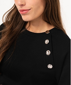 sweat molletonne avec boutons fantaisie femme noir sweatsE585401_2