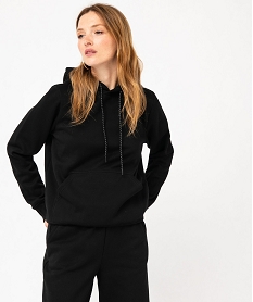 sweat a capuche interieur molletonne femme noir sweatsE585501_1